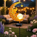YJFWAL Garden Solar Dog Lights Pathway Stake Lights Glass Globe with Moon Dog Decor, Gifts for Mom Grandma Friends, Outdoor Decor Light Waterproof for Walkway, Yard, Patio or Garden (Warm White) by CozyNest Decor