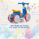 6V Electric Baby Balance Bike for 1 Year Old Boys Girls Ride on Toys 12-48 Months Toddler Balance Bike, 4 Wheels Kids First Bike with Remote Control First Birthday Gifts- Blue&Red by TinyTreasures Baby Boutique