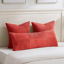 Fancy Homi 2 Packs Red Decorative Throw Pillow Covers 22x22 Inch for Living Room Couch Bed Sofa, Holiday Christmas Home Decor Gift, Soft Corss Corduroy Patchwork Accent Square Cushion Case 55x55 cm by CozyNest Decor