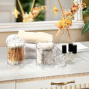 2 Pack Qtip Holder Dispenser White Marble Gold Line Bathroom Storage Canister Lid Acrylic Plastic Apothecary Jar Set Vanity Makeup Organizer for Cotton Swabs/Pads/Floss by CozyNest Decor