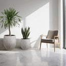 Worth Garden Large Round Planters Set of 2 (14.5"x17.5" & 12" x15“) - Lightweight Magnesium Oxide Cement Plant Pot with Texture - Grey Concrete Look with Drainage Hole – Indoor & Outdoor Use by CozyNest Decor