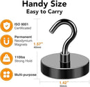MIKEDE Black Magnetic Hooks Heavy Duty, 150LB+ Strong Neodymium Magnets for Refrigerator, Magnetic Hooks with Epoxy Coating for Hanging, Magnets with Hooks for Cruise, Home, Workplace - 10 Pack by CozyNest Decor