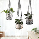 3-Pack Macrame Plant Hanger Indoor - Hanging Planter Basket for Indoor Outdoor - Decorative Boho Plant Holders Set with Beads - Ceiling Flower Pot Holder with 6 Hooks - 35"/30"/24" Gray by GreenHaven Gardens