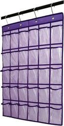 Classroom Pocket Chart for Phone Calculator Holder Over The Door Hanging Closet Jewelry Organizer with 30 Clear Pockets (Purple) by CozyNest Decor