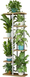LINZINAR Plant Stand 6 Tier 7 Potted Multiple Flower Pot Holder Shelf Indoor Outdoor Planter Display Shelving for Patio Garden Corner Balcony Living Room (6 Tier-7 Potted, White) by GreenHaven Gardens