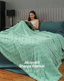 Pawque Super Soft Cozy Throw Blanket Queen Size for Couch Bed, Fluffy Sherpa Fleece Reversible Thick Warm Fuzzy Blanket for All-Season, 3D Checkered Jacquard Decorative Blankets, Sage Green, 90"x90" by CozyNest Decor