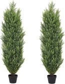 THE BLOOM TIMES 4ft Topiary Trees Artificial Outdoor 2 Pack – UV Resistant Faux Cedar Pine Cypress Bushes and Shrubs, Fake Potted Plants for Front Porch Outside Planter Patio Decor, Set of 2 (4 Foot) by GreenHaven Gardens