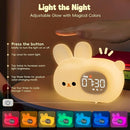 Bunny Alarm Clock with Night Light for Kids with Sleep Training and Sound Machine, Rechargeable Silicone Lamp OK to Wake Clock，Cute Animal Tabletop Lamp, Perfect Sleep Companion for Boys Girls by TinyTreasures Baby Boutique