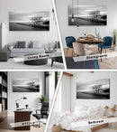 DZL Art S74998 Gray Canvas Prints Modern Minimalist Black and White Lake Trees Landscape Wall Art Painting for Living Room Bedroom Decor Office Wall Decor Home Decoration by CozyNest Decor