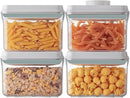 Ankou Airtight Container Set (1000ml 4 Pcs) Stackable One Press Openning Food Containers for Snacks Sugar Salt Herbs Spices Coffee Bean Formula Popcorn BPA-Free Tight Seal - Clear (1.0 QT * 4) by TinyTreasures Baby Boutique