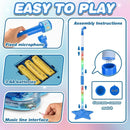 Kids Guitar and Microphone Set, Toy Guitar with Adjustable Volume and Strap, Microphone with Stand and Color Light, Toddler Musical Instrument for 3-5 5-9, Kids Karaoke Machine for Boy Girls(Blue) by TinyTreasures Baby Boutique