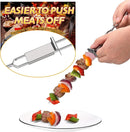 Lallisa Kabob Skewers - Metal BBQ Skewer Sticks with Push Bar for Meat, Chicken, Vegetable & Fruit (12 Pieces) by GreenHaven Gardens