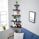 Corner Shelf, 7inch Solid Walnut Wood Floating Corner Shelf Wall Mount Round End Floating Speaker Rack with Wire Hole for Small Plant Photo Frame for Bedroom Kitchen, Living Room by CozyNest Decor
