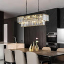 Crystal Chandeliers for Dining Room 11-Light Black Modern Chandelier Rectangle Contemporary Pendant Light Fixture for Kitchen Island Bar L33.5 Inch by CozyNest Decor