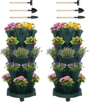 Vertical Planter 5 Tier Stackable Planters Garden Planters Strawberry Herb Flower and Vegetable Planter Indoor Outdoor Gardening Pots with Removable Wheels and Tools 2-Pack by GreenHaven Gardens