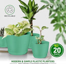 Planter Pots with Drainage Holes - Lightweight, Durable, & Space-Saving Pots for Indoor and Outdoor - Versatile Functionality, Simple Modern Design, Set of 20 Plastic Planter Pots Mint by GreenHaven Gardens