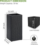 LEWIS&WAYNE Set of 2 Tall Planters for Outdoor Plants Handmade 24'' Wicker Tall Square Planter Box with Removable Liners Modern Planter for Indoor Outdoor Garden Patio Front Porch - Black by GreenHaven Gardens