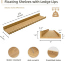Picture Ledge Shelf, Wood Floating Shelves Set of 4, 24 inch Picture Ledge Shelves, Photo Ledge Nursery Book Shelves Wall Mounted for Living Room Kids' Room Bedroom, Color Oak by TinyTreasures Baby Boutique