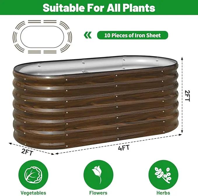 SnugNiture Galvanized Steel Raised Garden Bed, 4x2x2 ft, Outdoor Oval Deep Root Planter Box for Growing Vegetables, Flowers and Fruits, photo 2 of 7