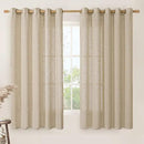 LAMIT Linen Curtains 63 inch Length for Living Room, Linen Light Filtering Boho Semi Sheer Window Textured Burlap Drapes with Bronze Grommet for Bedroom, 2 Panels Set, 60 x 63 Inch, Brown by CozyNest Decor
