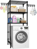 Ulif U8 Mini Laundry Room Storage Organizer, Over the Washer and Dryer Storage Shelves for Laundry Organization, 29.5”W x 17.3”D x 76.2”H, Suit Washing Machine Width within 27.1”, Hold 304 lb, Black by CozyNest Decor