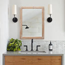 Farmhouse Bathroom Mirror 22x30 Inch - Rectangular Wall Mirrors with Wood Frame & Beaded Design - Distortion-Free Glass, Horizontal/Vertical Mount or Freestanding by CozyNest Decor