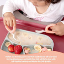 Baby Self Feeding Training Spoon and Fork Set with Travel Case, BPA-Free Cute Circle Toddler Training Utensils, Silicone/ABS Great Tableware Set Spoons Fork for Kids (Pink& Light Pink) by TinyTreasures Baby Boutique