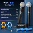 Wireless Microphone, Rechargeable Dual Cordless Handheld Dynamic Wireless Mics,NEWBAXS Karaoke Microphones with 1/4'' Output for Karaoke, Meeting, Singing, Church, Wedding by TinyTreasures Baby Boutique
