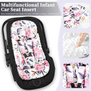 Pea Pod Infant Car Seat Insert with 3 Strap Covers, 3 in 1 Reversible Floral Baby Car Seat Head Support for Newborn, 3D Soft Minky Carseat Cushion for Preemie to Infant, Stroller, Swing, Bouncer by TinyTreasures Baby Boutique