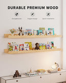 Nursery Book Shelves, 4-Pack Wood Floating Shelves for Wall Kids, Scalloped Shelves, Wall Book Shelves for Bedroom Kids, Toddler Room, Baby Room, Nursery Decor(Wood, 36 Inches) by TinyTreasures Baby Boutique
