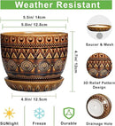 G EPGardening Ceramic Pot for Plants 5.5 Inch - Ceramic Plant Pot with Drainage Hole and Saucer, Boho Round Planter for Indoor Outdoor Plants, Plant Lover Gifts, Office Garden House Decor, Brown by GreenHaven Gardens