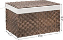 Wicker Storage Basket with Lid, 42.3 Gallon (160L) Large Blanket Basket with Lid, Woven Storage Bin with Handles, Removable Liner, Metal Frame, Foldable, for Bedroom, Laundry Room, Brown by CozyNest Decor