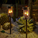 Outdoor Garden Solar Stake Lights Flickering Candle Lantern Lighting for Yard, Lawn, Patio, Pathway, Wall Decoration (2Pack, Black) by GreenHaven Gardens