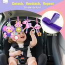 Musical Car Seat Toy for Babies 0-12 Months Girl, 5-in-1 Sensory Activity Hanging Toy Stroller Toy with Soothing Music, Rattle, Mirror for Newborn Infants Essential Gifts, Unicorn by TinyTreasures Baby Boutique