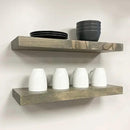 URBANDI, Rustic Floating Shelves, Set of 2, Hidden Bracket, Solid Wood, Heavy Duty, Wall Mounted Shelves, (Grey, 48Wx6D) by CozyNest Decor