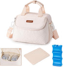 Breastmilk Cooler Bag with Ice Pack Fits 6 Baby Bottles up to 9 Ounce, Wearable Breast Pumps Cooler Bag for Nursing Mom Daycare, Work, Travel- White by TinyTreasures Baby Boutique