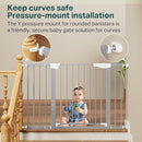 Cumbor 29.7-48" Baby Gate for Stairs, Mom's Choice Awards Winner-Dog Gates for Doorways, Auto Close Safety Pet Gate for Dogs Indoor, Easy Install Pressure Mounted Child Gate with Walk Thru Door, Gray by TinyTreasures Baby Boutique
