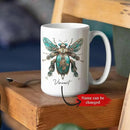 Unique Mechanical Insect Art Ceramic Cup, Personalized Steampunk Beetle Design Coffee Mug 11oz, Custom Name White Mug For Science Fiction Enthusiasts, Customized Insect Ceramic Mug by CozyNest Decor