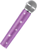 Sanwuta Fake Microphone Prop Sparkly Bling Rhinestones Plastic Play Microphone Pretend Glitter Bedazzled Mic for Cosplay Party Costume(Purple) by TinyTreasures Baby Boutique