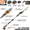 Alloyman 2-in-1 Telescoping Cordless Pole Hedge Trimmer 16-Inch and Pole Saw 8.6-Inch,with 2 Packs 4.0Ah Batteries & Charger,for Tree Trimming and Shrubs Pruning by GreenHaven Gardens