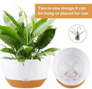 4 Pack Plastic Hanging planters for Indoor Plants,8 Inch Plant Pot Indoor Outdoor Hanging Baskets,Hanging Flower Pots with Drainage Holes and Chain for Garden Porch Plants(White) by CozyNest Decor