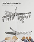 SONGMICS 2-Tier Clothes Drying Rack, 72-Inch Folding Laundry Drying Rack with 3 Rotatable Arms for Hangers, 24 Clips, Stainless Steel, for 27 Pieces of Clothes, Gray and White ULLR512G01 by TinyTreasures Baby Boutique
