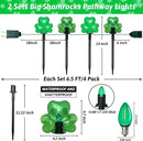 2*4 Pack LED St. Patricks Shamrock Pathway Lights for St. Patricks Day Decorations, Green Lucky Clover Pathway Stake Lights Outdoor Waterproof, UL Certified for Lawn Yard Walkway Irish Decor, Plug In by GreenHaven Gardens