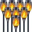 Mini Solar Tiki Torches with Flickering Flame Effect - 12LED Torch Lights Outdoor Waterproof, Perfect for Festival Decorations, Yard, Garden, Patio & Pathway Landscape Lighting (Set of 8) by GreenHaven Gardens