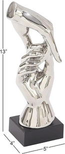 Deco 79 Polystone Hands Decorative Sculpture Home Decor Statue, Accent Figurine 5" x 4" x 13", Silver by CozyNest Decor