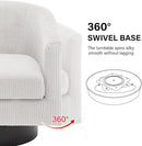 Swivel Barrel Accent Chair, Modern Round Corduroy Fabric Arm Chair for Living Room, Bedroom, Comfy Club Reading Chairs for Adults (Corduroy Beige, Set of 1) by CozyNest Decor