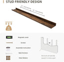 Picture Ledge Shelf, Wood Long Floating Shelves for Wall, Set of 2, 48 inch Picture Ledge Shelves, Photo Ledge Nursery Book Shelves Wall Mounted for Living Room Kids' Room Bedroom, Color Brown by TinyTreasures Baby Boutique