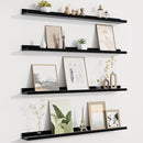 Picture Ledge Shelf for Wall, Floating Shelves Set of 4, 36 Inch Long Nursery Book Shelves for Toys Storage, Kids Bookshelf Wall Mounted for Books Photo Frames, Black by TinyTreasures Baby Boutique