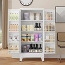 51" H Metal Kitchen Pantry Storage Cabinet, Freestanding Cupboard Storage Cabinet with Doors and Adjustable Shelves, Large Stand Up Food Cupboard for Living Room, Dinning Room, White by CozyNest Decor