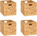 10.5 x 10.5 Storage Cubes – Water Hyacinth Wicker Baskets for Organizing, Wicker Storage Cubes, Storage Baskets for Shelves (4 Packs 10.5in) by GreenHaven Gardens